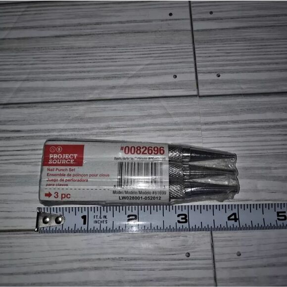 NAIL PUNCH Kit Set 3 pieces 1/32" 2/23" 3/32' #0082696 Project Source NEW NIP - Picture 3 of 5